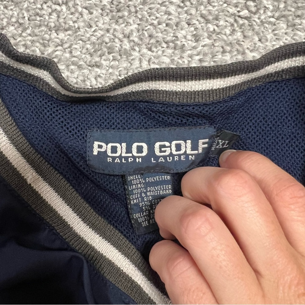 Polo Golf Ralph Lauren Jacket Mens XL Navy Windbreaker Logo Spellout Pullover - Picture 5 of 6